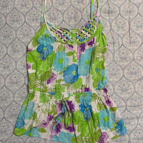 Aeropostale Spaghetti Strap Floral Blouse - Picture 1 of 2